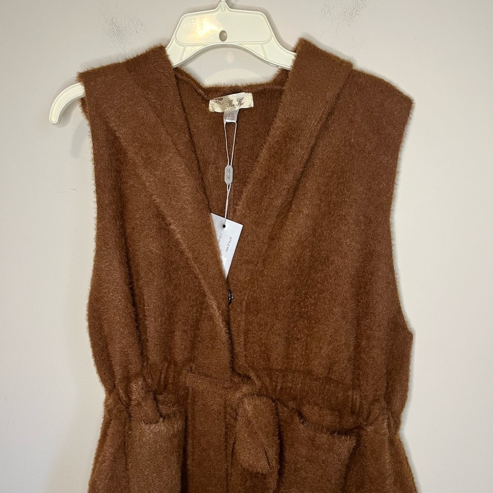 NWT Wool Blend Cozy Hooded Vest Size Medium - Picture 4 of 13